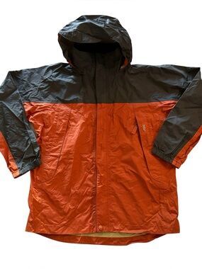 Marmot Boys XL Youth Waterproof PreCip Rain Jacket Hooded Orange Charcoal